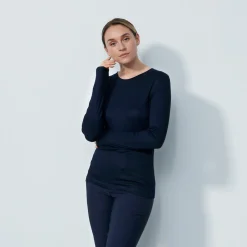 Ancona Ls Round Neck Blå