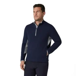 Blocked LS 1/4 Zip Pullover Blå