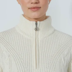 Cable Ls Pullover Lined Vit