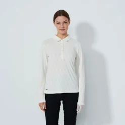 Graphic Jaquard Ls Poloshirt Vit