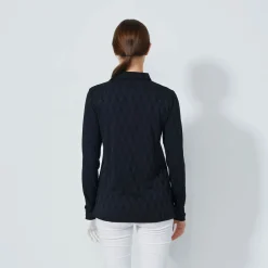 Graphic Jaquard Ls Poloshirt Svart