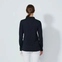 Graphic Jaquard Ls Poloshirt Svart