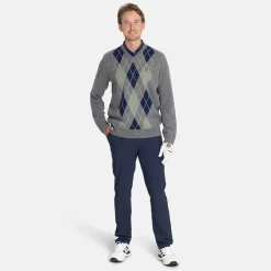 Lambswool Blend Argyle V-Neck Grå Blå