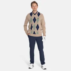Lambswool Blend Argyle V-Neck Beige Grön