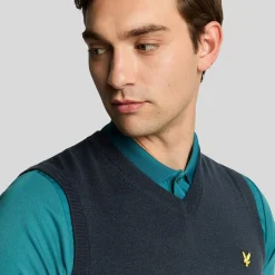 Slipover Merino Blend V-Neck Blå
