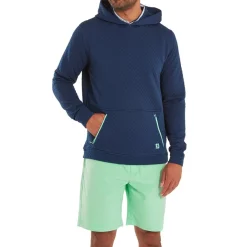Textured Knit Hoodie Blå