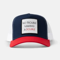 Trucker No Trouble Making a Double Blå Röd Vit